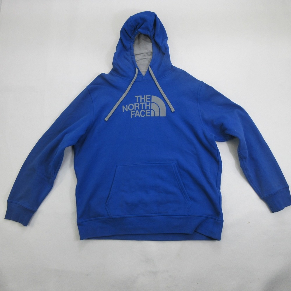 The North Face Men's Hoodie XXL Pullover Blue Graphic Logo Fleece Sweatshirt